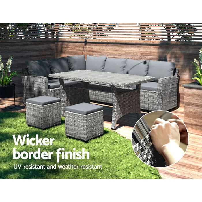 Gardeon 9-seater Outdoor Dining Set Patio Furniture Wicker