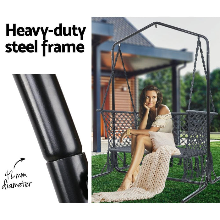 Gardeon Double Swing Hammock Chair with Stand Macrame