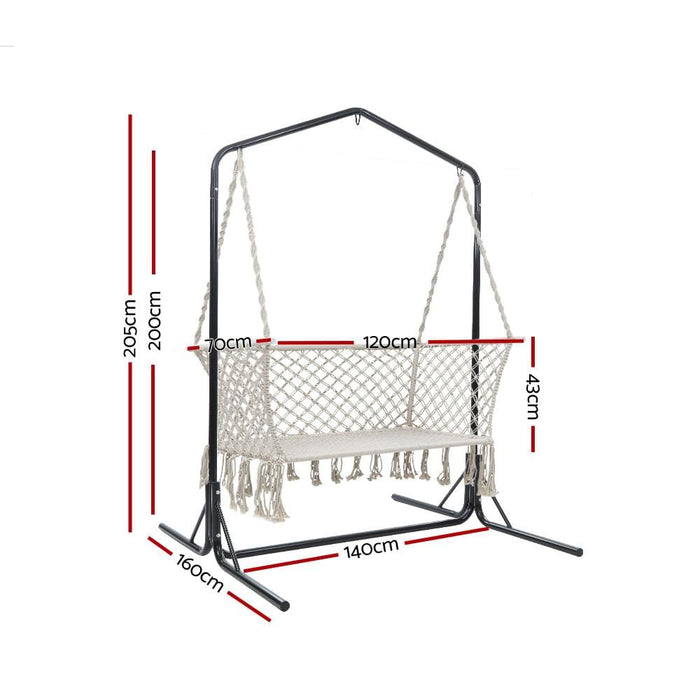 Gardeon Double Swing Hammock Chair with Stand Macrame