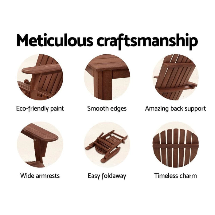 Gardeon Outdoor Furniture Beach Chair Wooden Adirondack