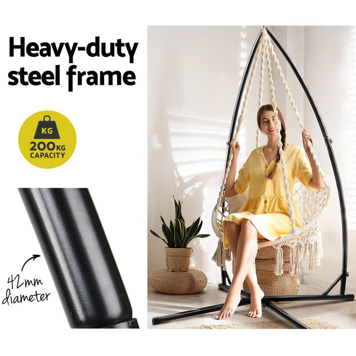 Gardeon Outdoor Hammock Chair with Steel Stand Cotton Swing