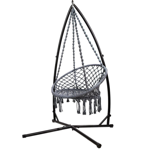 Gardeon Outdoor Hammock Chair With Steel Stand Cotton Swing