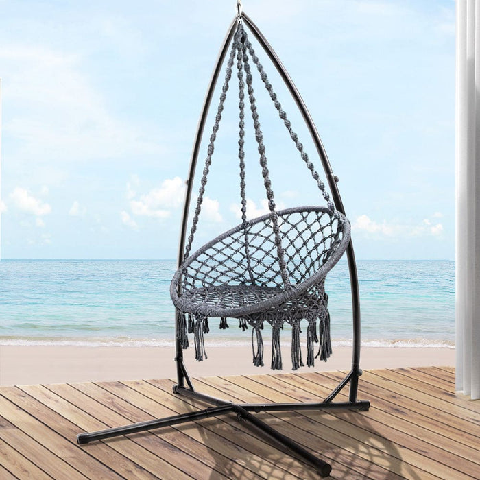 Gardeon Outdoor Hammock Chair with Steel Stand Cotton Swing