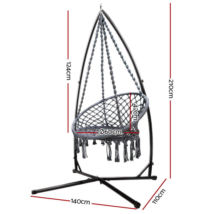 Gardeon Outdoor Hammock Chair with Steel Stand Cotton Swing