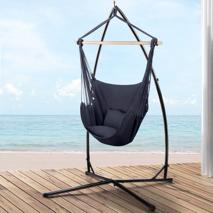 Gardeon Outdoor Hammock Chair With Steel Stand Hanging