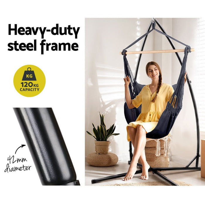 Gardeon Outdoor Hammock Chair With Steel Stand Hanging