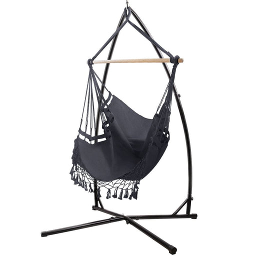 Gardeon Outdoor Hammock Chair With Steel Stand Tassel