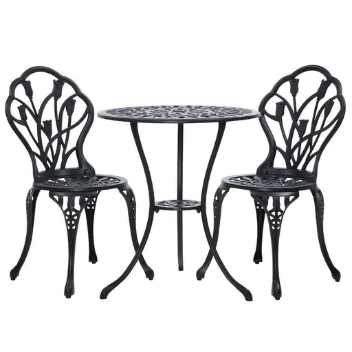 Gardeon 3pc Outdoor Setting Cast Aluminium Bistro Table