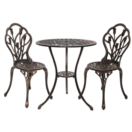 Gardeon 3pc Outdoor Setting Cast Aluminium Bistro Table