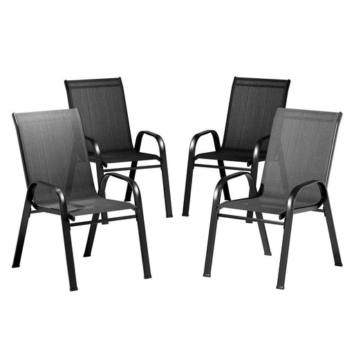 Gardeon 4x Outdoor Stackable Chairs Lounge Chair Bistro Set
