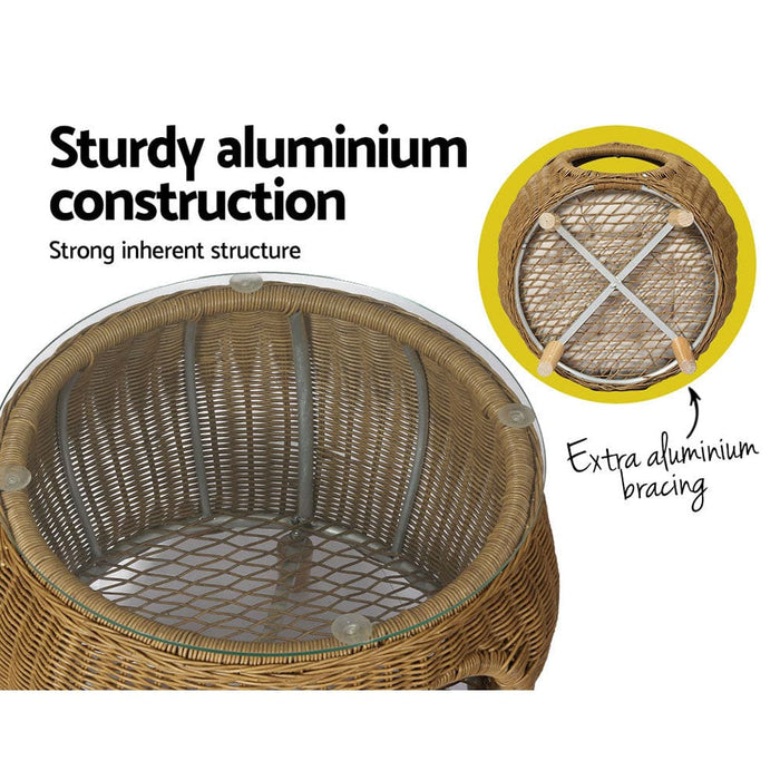 Gardeon Side Table Coffee Pet Bed Wicker Indoor Outdoor