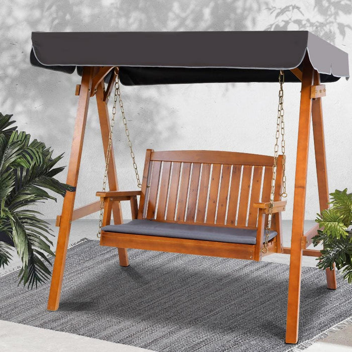 Gardeon Swing Chair Wooden Garden Bench Canopy 2 Seater
