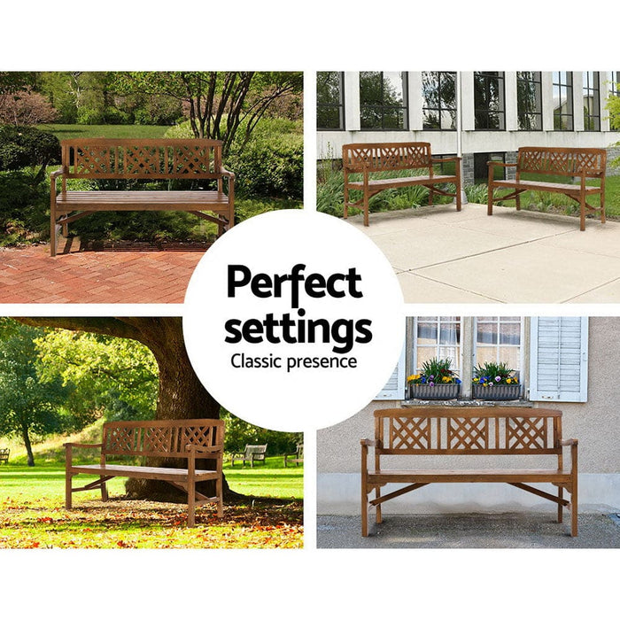 Gardeon Wooden Garden Bench 3 Seat Patio Furniture Timber