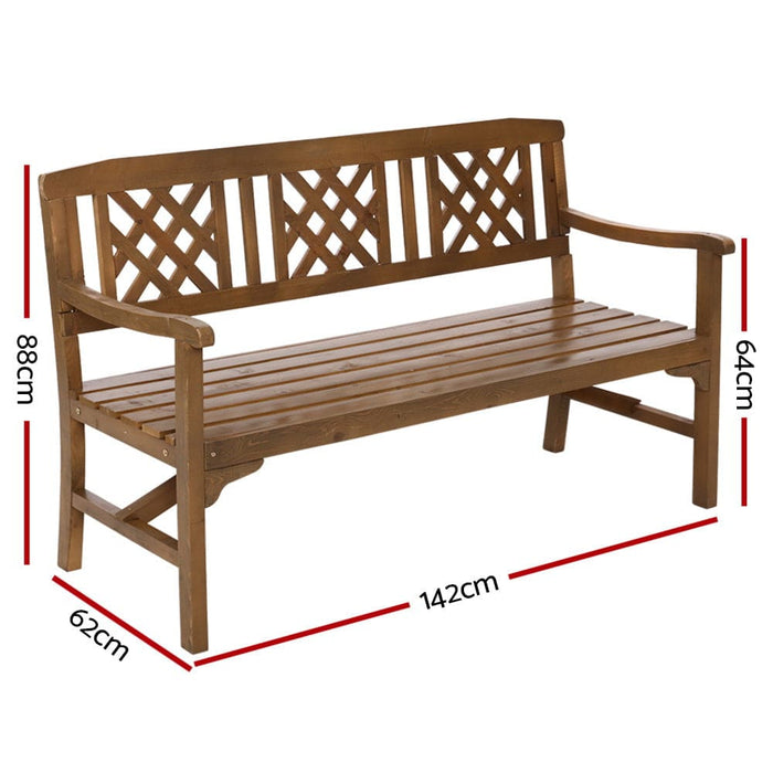 Gardeon Wooden Garden Bench 3 Seat Patio Furniture Timber