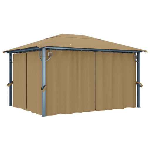 Gazebo with Curtain 400x300 Cm Taupe Aluminium Totnka