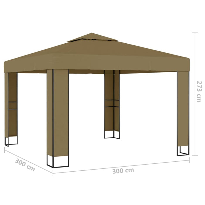 Gazebo With Double Roof 3x3x2.7 m Taupe Toxxon