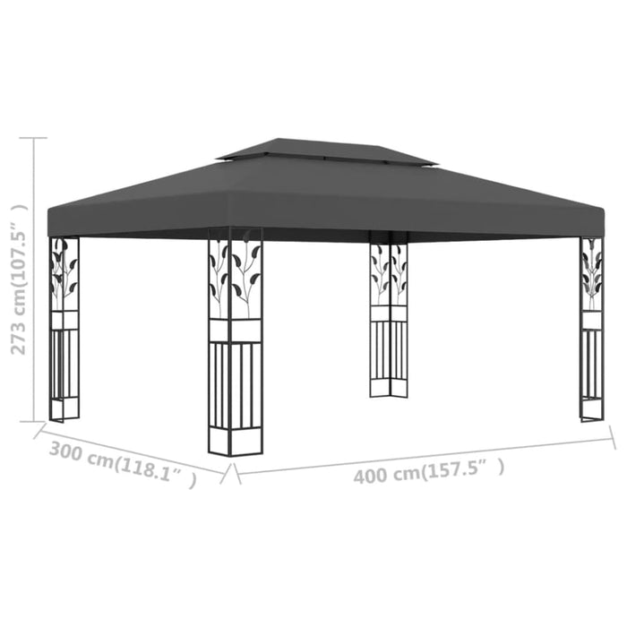 Gazebo With Double Roof 3x4m Anthracite Anbto