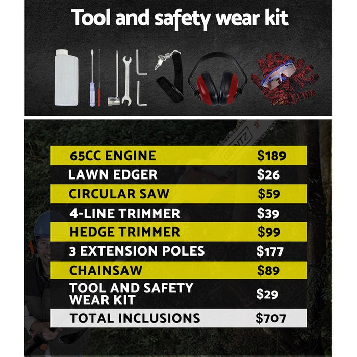 Giantz 65cc Petrol Pole Chainsaw Pruners 2 Stroke Long