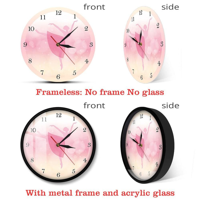 Girl Bedroom Decor Ballet Princess Pink Wall Clock Baby