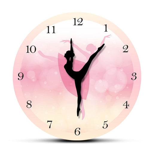 Girl Bedroom Decor Ballet Princess Pink Wall Clock Baby