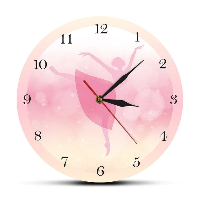 Girl Bedroom Decor Ballet Princess Pink Wall Clock Baby