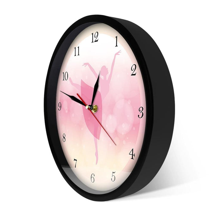 Girl Bedroom Decor Ballet Princess Pink Wall Clock Baby
