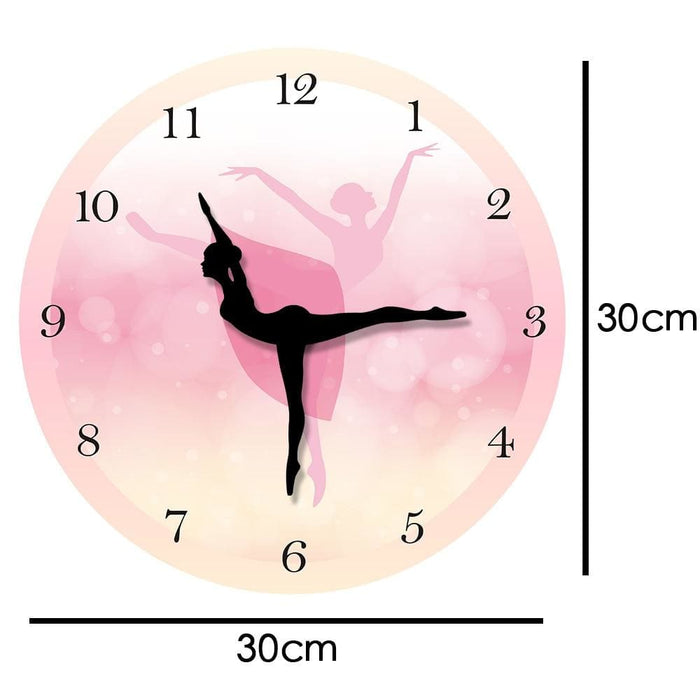 Girl Bedroom Decor Ballet Princess Pink Wall Clock Baby