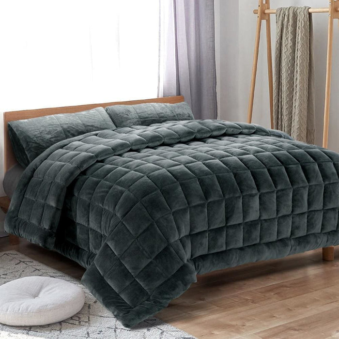 Giselle Bedding Faux Mink Quilt Comforter Throw Blanket