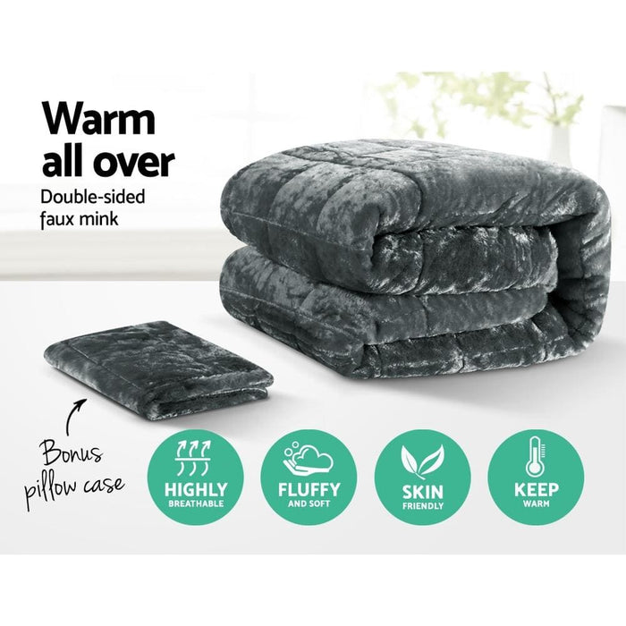 Giselle Bedding Faux Mink Quilt Fleece Throw Blanket