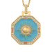 Gold Geometric Pendant Necklace Star Moon Rainbow Inlaid