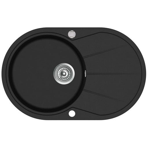 Granite Kitchen Sink Single Basin Oval Black Oappxn