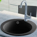 Granite Kitchen Sink Single Basin Round Black Oappxi