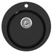 Granite Kitchen Sink Single Basin Round Black Oappxi