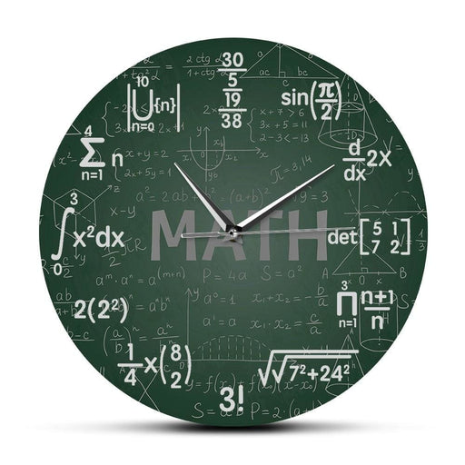 Green Chalkboard Math Formulas Wall Clock Hanging Watch