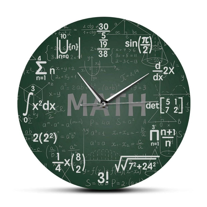 Green Chalkboard Math Formulas Wall Clock Hanging Watch