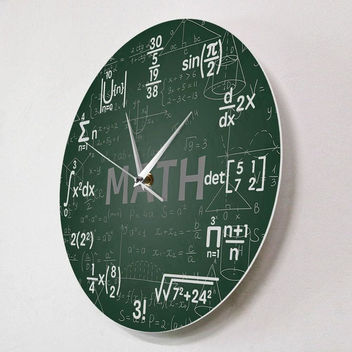Green Chalkboard Math Formulas Wall Clock Hanging Watch