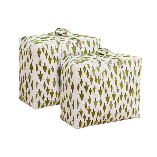 2x Green Pine Tree Medium Storage Luggage Bag Double Zipper