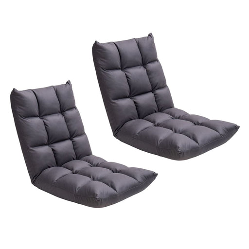 2x Grey Lounge Floor Recliner Adjustable Gaming Sofa Bed