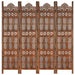 Hand Carved 4-panel Room Divider Brown 160x165 Cm Solid