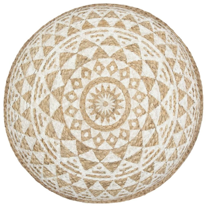 Handmade Pouffe White 45x30 Cm Jute Xanbnp