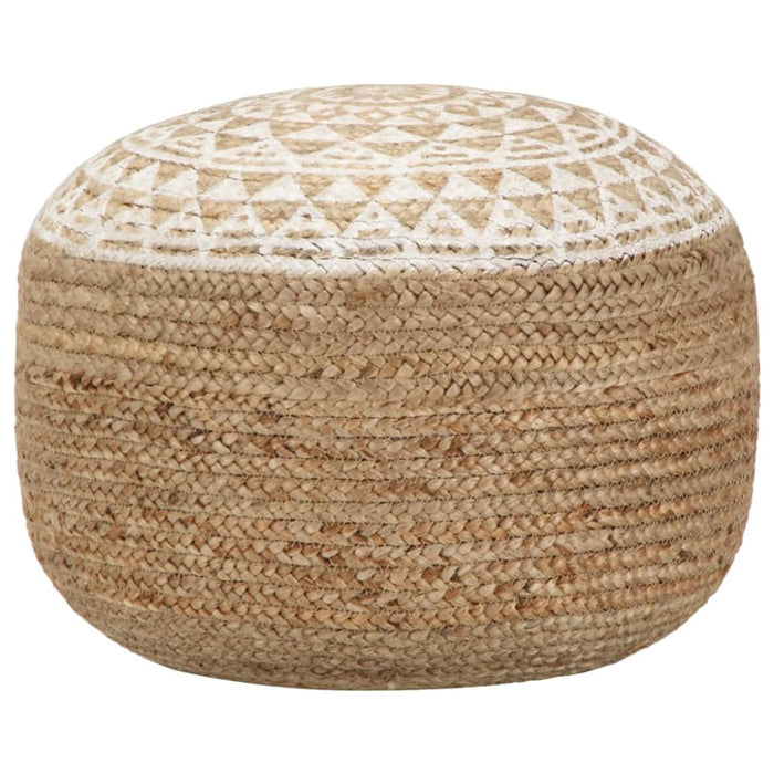 Handmade Pouffe White 45x30 Cm Jute Xanbnp