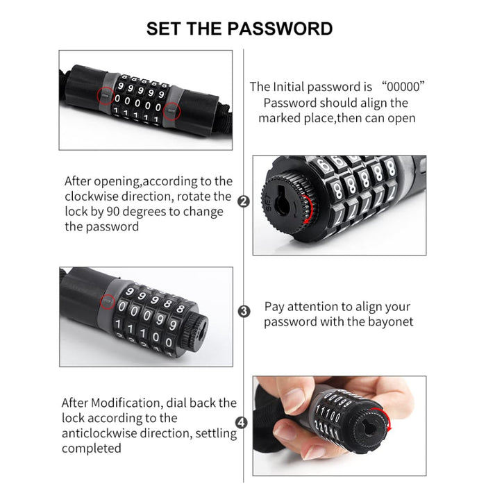 High Strength Anti - theft Chain Lock With Digital Password