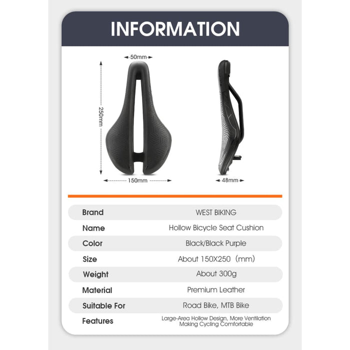 Hollow Breathable Bicycle Saddle