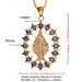 Holy Virgin Mary Necklaces Shiny Blue Crystal Zircon Copper