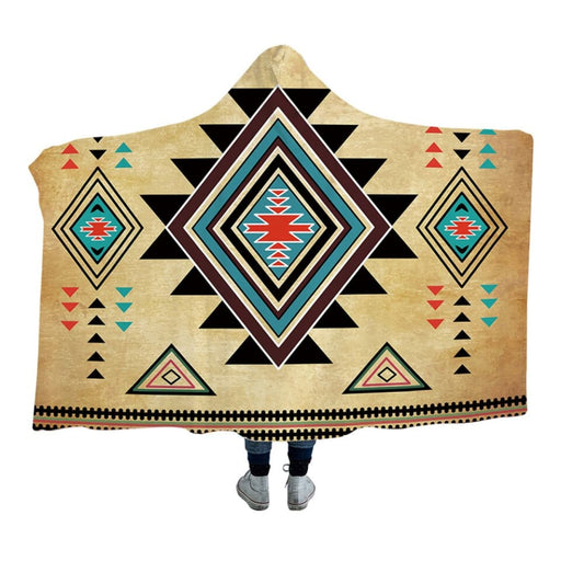 Hooded Blanket Aztec Sherpa Fleece Wearable Southwest