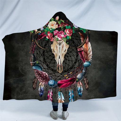 Hooded Blanket Tribal Gothic Sherpa Fleece Wearable