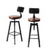 2x Industrial Bar Stools Chairs Kitchen Stool Wooden