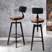 2x Industrial Bar Stools Chairs Kitchen Stool Wooden
