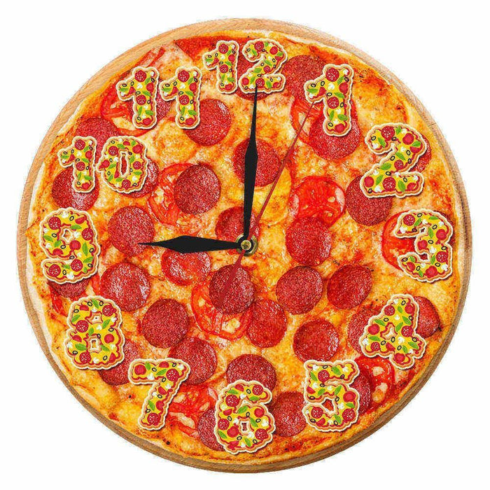 Italian Pepperoni Pizza Wall Clock Restaurant Design