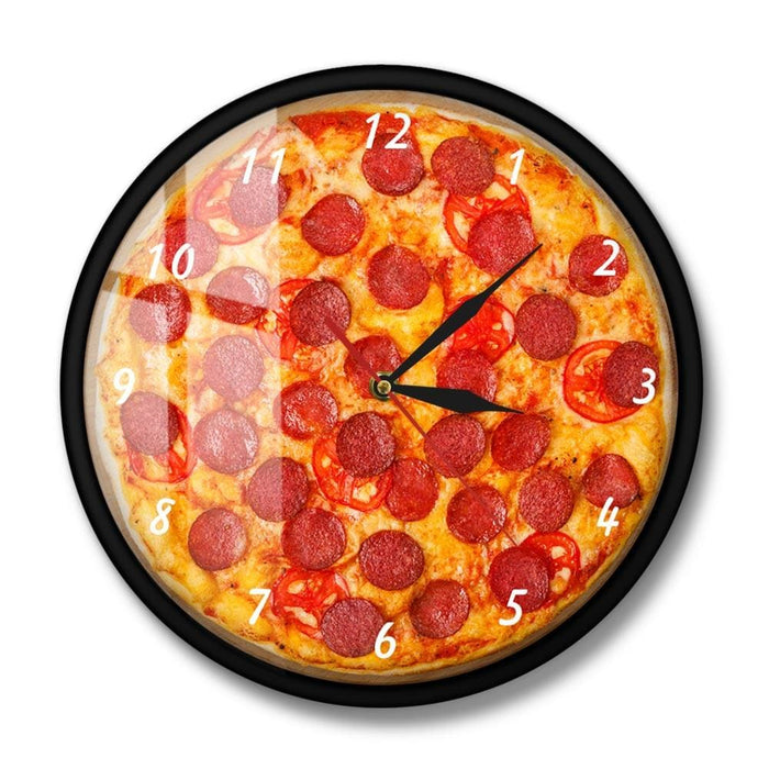 Italian Pepperoni Pizza Wall Clock Restaurant Design
